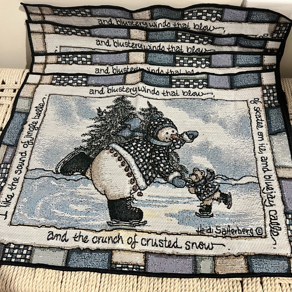 Heidi’s Satterberg lot of 4 Snowman Tapestry Placemat Set